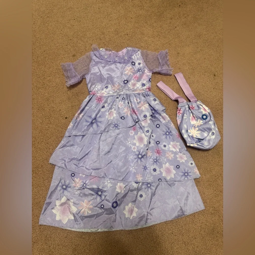 New 8 10 kids girls princess encanto youth dress costume purple flower